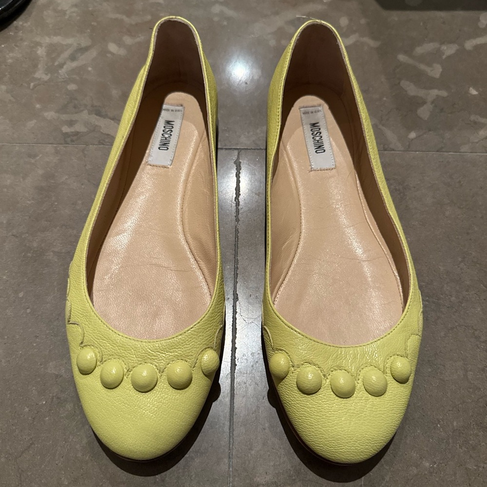 Moschino Yellow Leather Ballet Flats Size 38